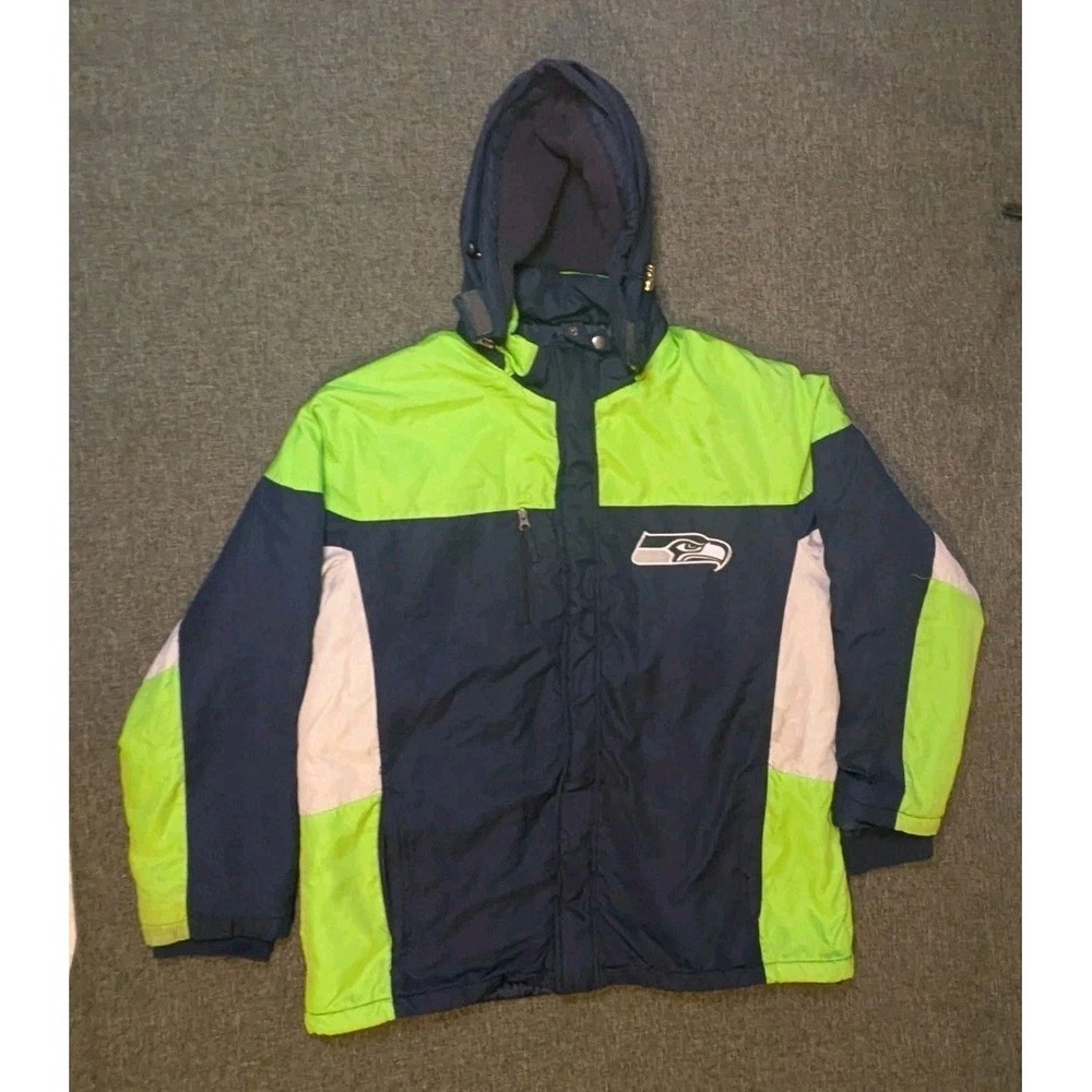 Seattle Seahawks Jacket Mens Large Blue Green NFL Football Field Sports L Coat